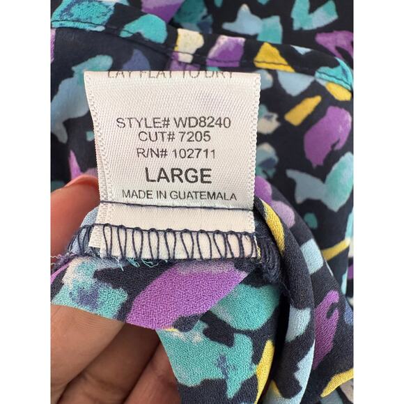 Gibson Women's Long Sleeve Shirt Blouse Sz Large Abstract Multicolor Workwear - Picture 4 of 9